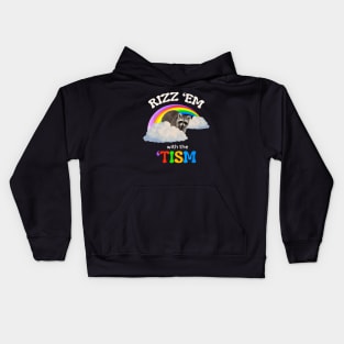 Funny Autism Rizz Em With The Tism Meme Autistic Racoon Kids Hoodie